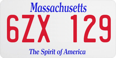MA license plate 6ZX129