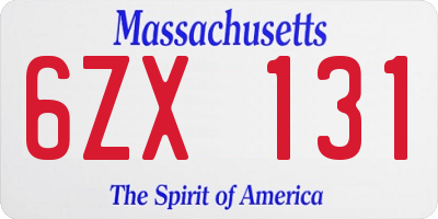 MA license plate 6ZX131