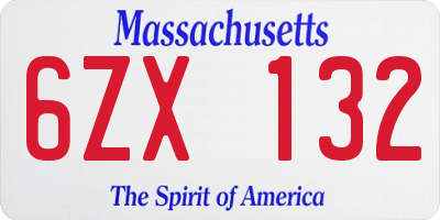 MA license plate 6ZX132