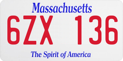 MA license plate 6ZX136
