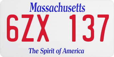 MA license plate 6ZX137