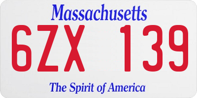 MA license plate 6ZX139