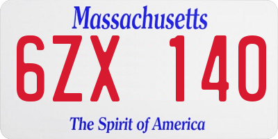 MA license plate 6ZX140
