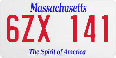 MA license plate 6ZX141
