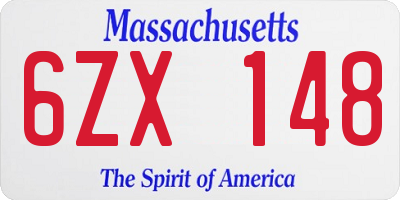 MA license plate 6ZX148