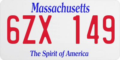 MA license plate 6ZX149