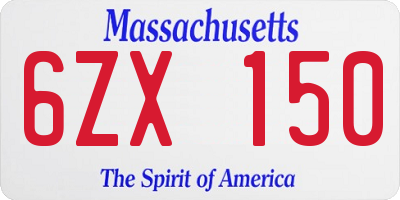MA license plate 6ZX150