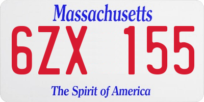 MA license plate 6ZX155