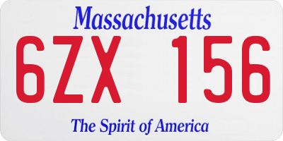 MA license plate 6ZX156