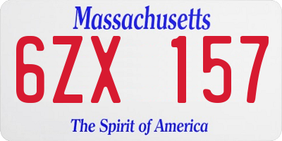 MA license plate 6ZX157