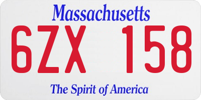 MA license plate 6ZX158