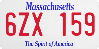 MA license plate 6ZX159