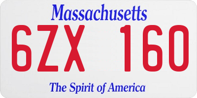 MA license plate 6ZX160