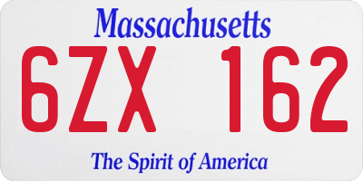 MA license plate 6ZX162