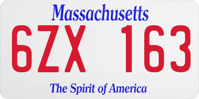 MA license plate 6ZX163