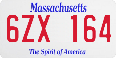 MA license plate 6ZX164