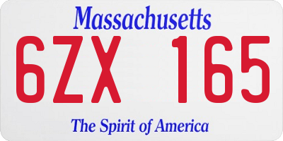 MA license plate 6ZX165