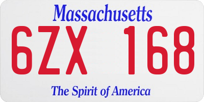 MA license plate 6ZX168