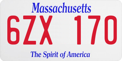 MA license plate 6ZX170