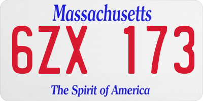 MA license plate 6ZX173