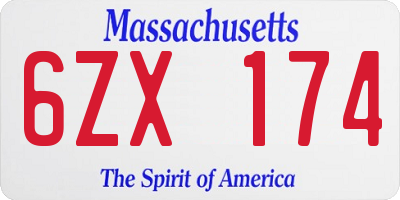 MA license plate 6ZX174