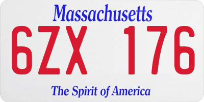 MA license plate 6ZX176