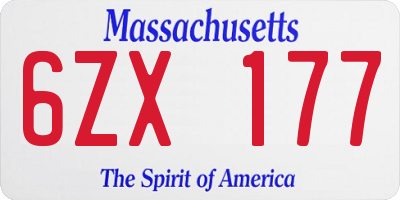 MA license plate 6ZX177
