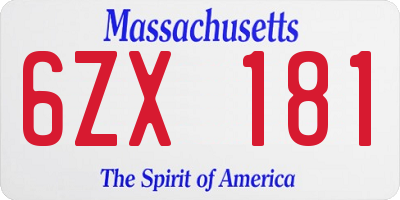 MA license plate 6ZX181