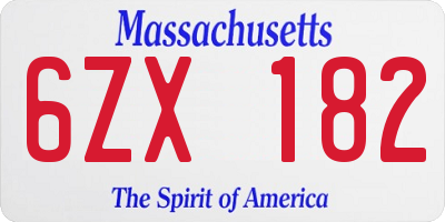 MA license plate 6ZX182
