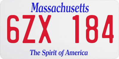 MA license plate 6ZX184