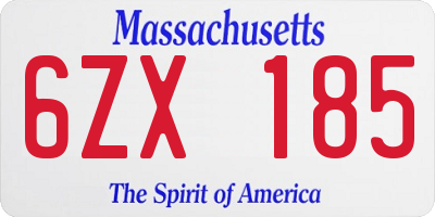 MA license plate 6ZX185