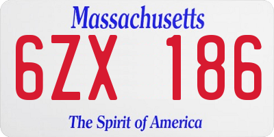 MA license plate 6ZX186