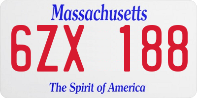 MA license plate 6ZX188