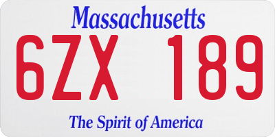 MA license plate 6ZX189