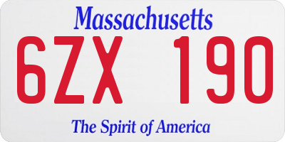 MA license plate 6ZX190