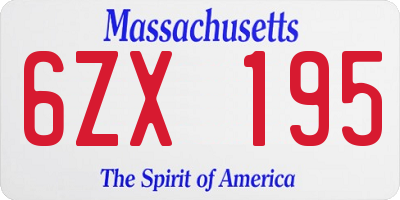 MA license plate 6ZX195
