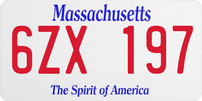MA license plate 6ZX197