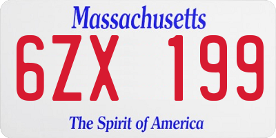 MA license plate 6ZX199
