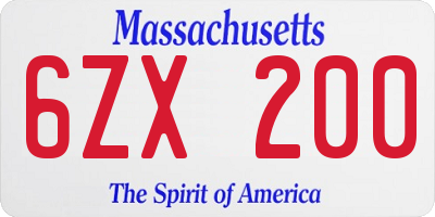 MA license plate 6ZX200