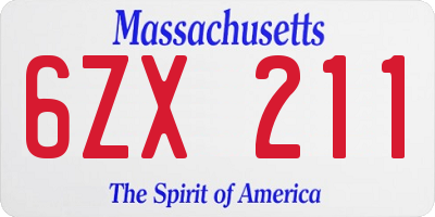 MA license plate 6ZX211