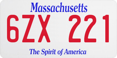 MA license plate 6ZX221