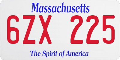 MA license plate 6ZX225