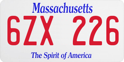 MA license plate 6ZX226