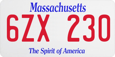MA license plate 6ZX230