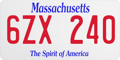 MA license plate 6ZX240