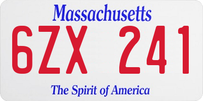 MA license plate 6ZX241