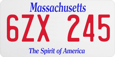 MA license plate 6ZX245