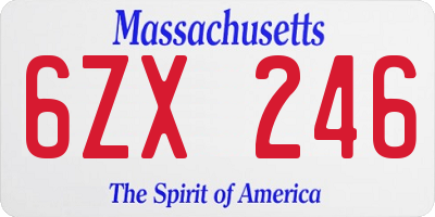 MA license plate 6ZX246