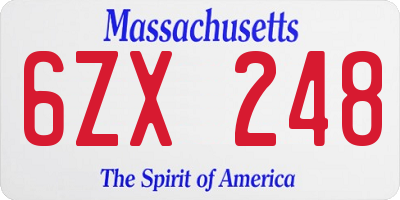 MA license plate 6ZX248