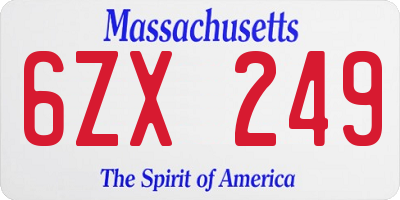 MA license plate 6ZX249